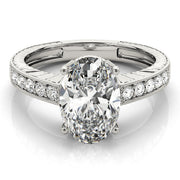 Splendid Antique Oval Diamond Engagement Ring in 10K/14K gold and platinum with certified lab-grown or natural diamonds