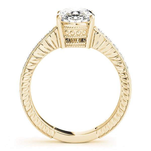 Splendid Antique Oval Diamond Engagement Ring in 10K/14K gold and platinum with certified lab-grown or natural diamonds