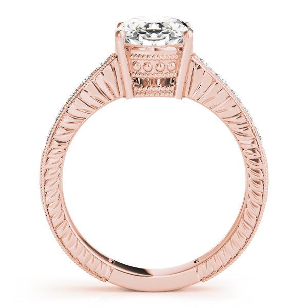 Splendid Antique Oval Diamond Engagement Ring in 10K/14K gold and platinum with certified lab-grown or natural diamonds