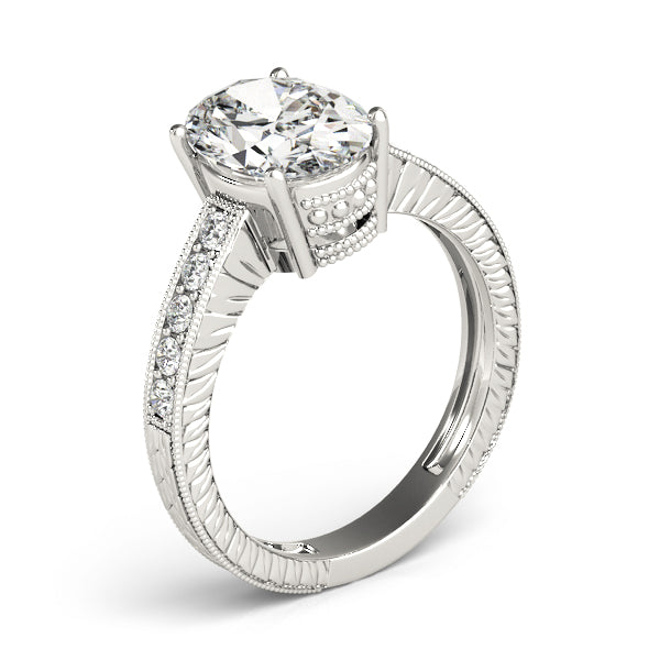 Splendid Antique Oval Diamond Engagement Ring in 10K/14K gold and platinum with certified lab-grown or natural diamonds