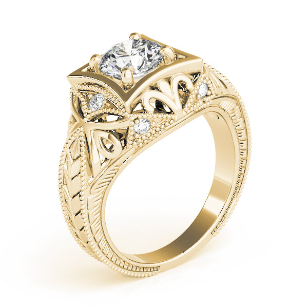 Devoted Antique Round Diamond Engagement Ring in 10K/14K gold and platinum with certified lab-grown or natural diamonds