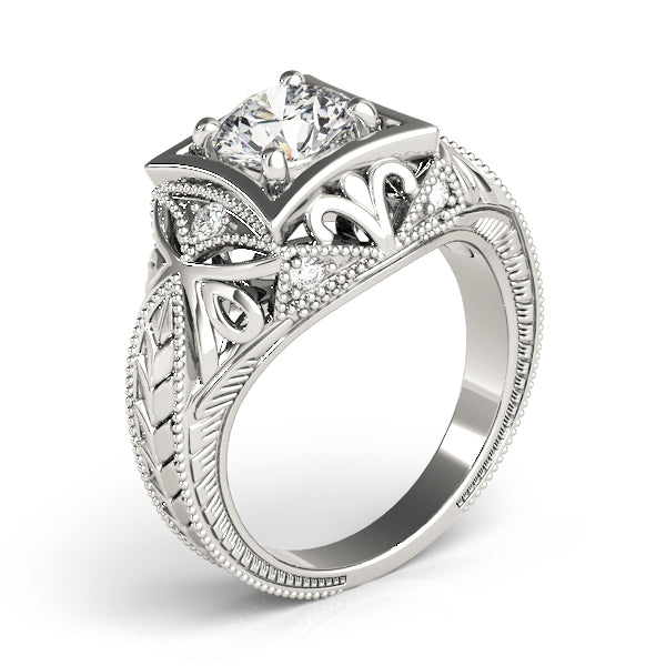 Devoted Antique Round Diamond Engagement Ring in 10K/14K gold and platinum with certified lab-grown or natural diamonds
