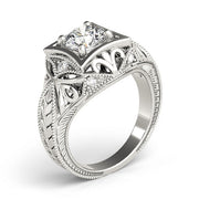 Devoted Antique Round Diamond Engagement Ring in 10K/14K gold and platinum with certified lab-grown or natural diamonds