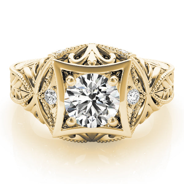Devoted Antique Round Diamond Engagement Ring in 10K/14K gold and platinum with certified lab-grown or natural diamonds