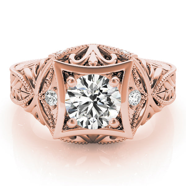 Devoted Antique Round Diamond Engagement Ring in 10K/14K gold and platinum with certified lab-grown or natural diamonds