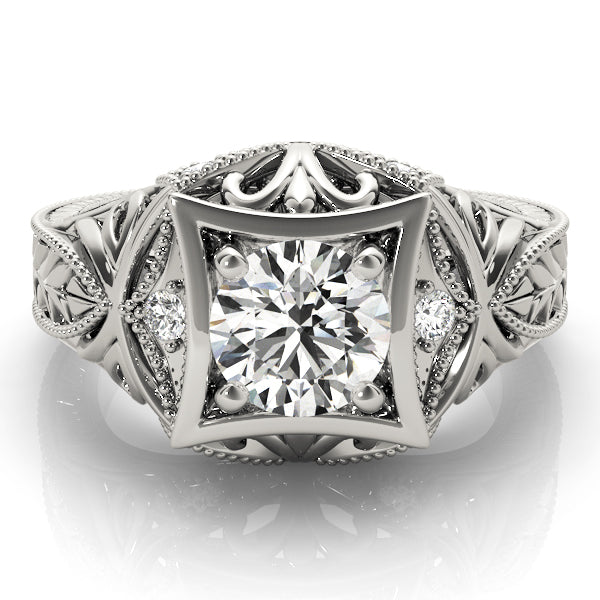 Devoted Antique Round Diamond Engagement Ring in 10K/14K gold and platinum with certified lab-grown or natural diamonds