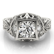 Devoted Antique Round Diamond Engagement Ring in 10K/14K gold and platinum with certified lab-grown or natural diamonds