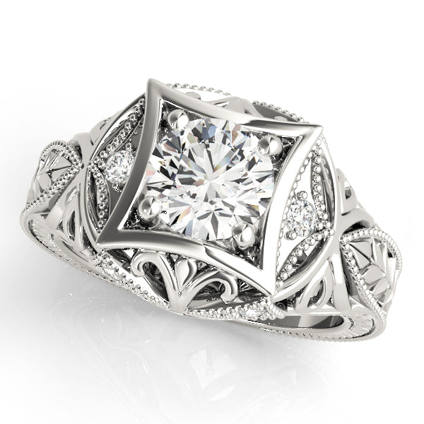 Devoted Antique Round Diamond Engagement Ring in 10K/14K gold and platinum with certified lab-grown or natural diamonds