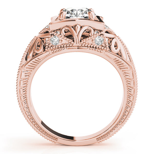 Devoted Antique Round Diamond Engagement Ring in 10K/14K gold and platinum with certified lab-grown or natural diamonds