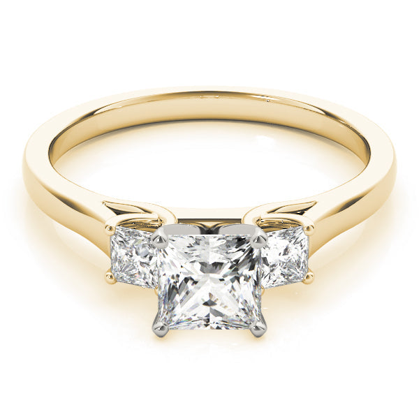 Princess Cut Three Stone Diamond Engagement Ring in 10K/14K gold and platinum with certified lab-grown or natural diamonds