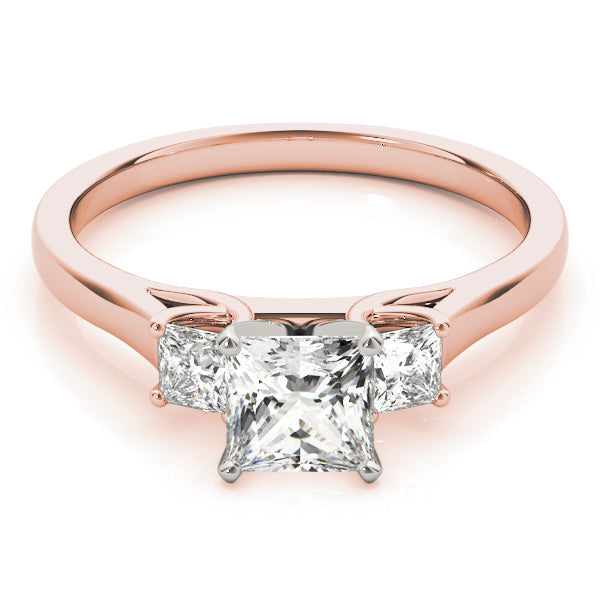 Princess Cut Three Stone Diamond Engagement Ring in 10K/14K gold and platinum with certified lab-grown or natural diamonds
