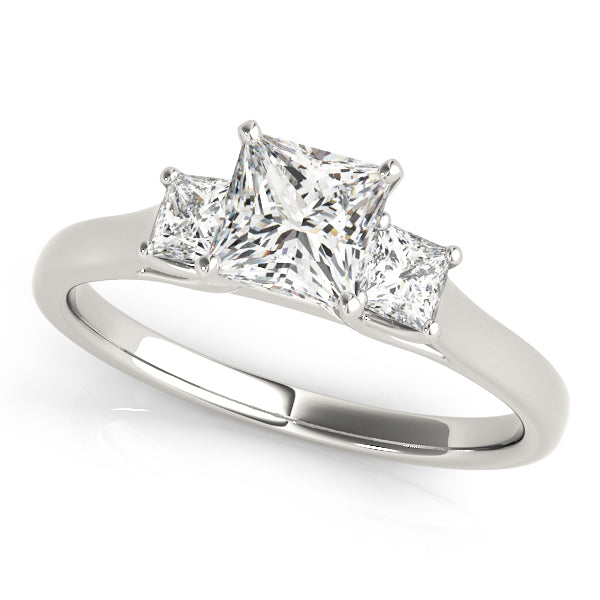 Princess Cut Three Stone Diamond Engagement Ring in 10K/14K gold and platinum with certified lab-grown or natural diamonds