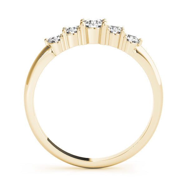 5-Stone Prong Set Half Eternity Ring in Gold & Platinum
