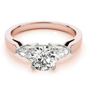 Refined Three-Stone Pear Diamond Engagement Ring in 10K/14K gold and platinum with certified lab-grown or natural diamonds
