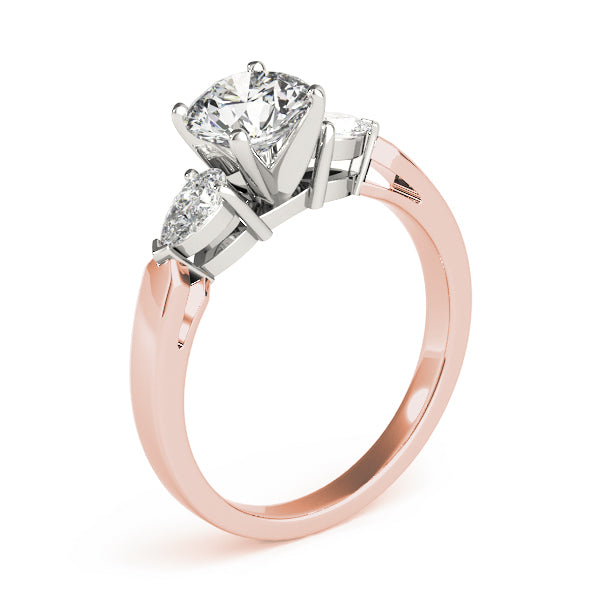 Refined Three-Stone Pear Diamond Engagement Ring in 10K/14K gold and platinum with certified lab-grown or natural diamonds