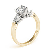 Refined Three-Stone Pear Diamond Engagement Ring in 10K/14K gold and platinum with certified lab-grown or natural diamonds