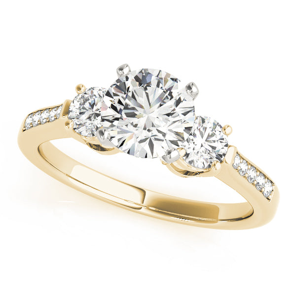 Signature Three-Stone Round Diamond Engagement Ring in 10K/14K gold and platinum with certified lab-grown or natural diamonds