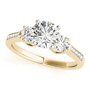Signature Three-Stone Round Diamond Engagement Ring in 10K/14K gold and platinum with certified lab-grown or natural diamonds