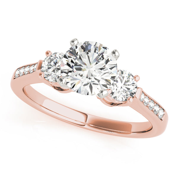 Signature Three-Stone Round Diamond Engagement Ring in 10K/14K gold and platinum with certified lab-grown or natural diamonds