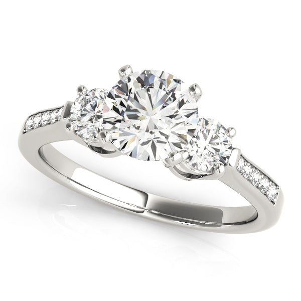 Signature Three-Stone Round Diamond Engagement Ring in 10K/14K gold and platinum with certified lab-grown or natural diamonds