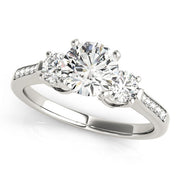 Signature Three-Stone Round Diamond Engagement Ring in 10K/14K gold and platinum with certified lab-grown or natural diamonds