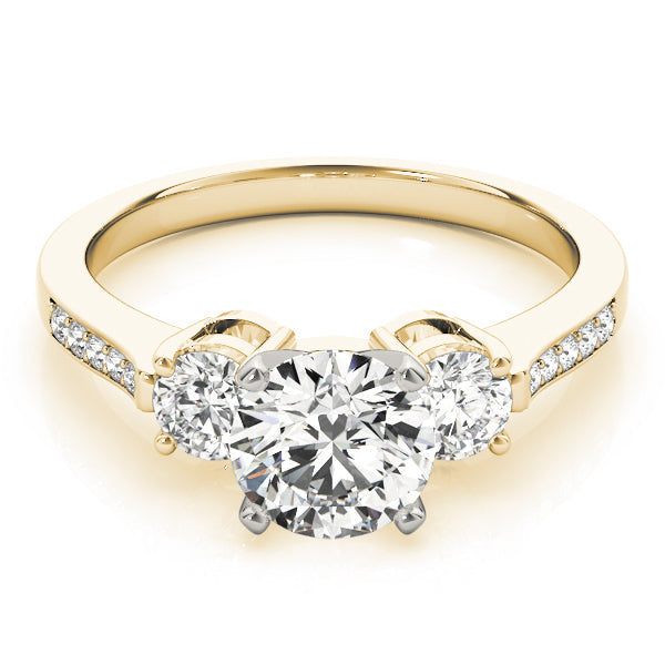 Signature Three-Stone Round Diamond Engagement Ring in 10K/14K gold and platinum with certified lab-grown or natural diamonds