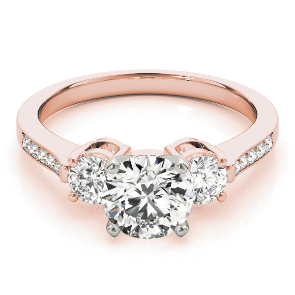 Signature Three-Stone Round Diamond Engagement Ring in 10K/14K gold and platinum with certified lab-grown or natural diamonds