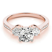 Signature Three-Stone Round Diamond Engagement Ring in 10K/14K gold and platinum with certified lab-grown or natural diamonds