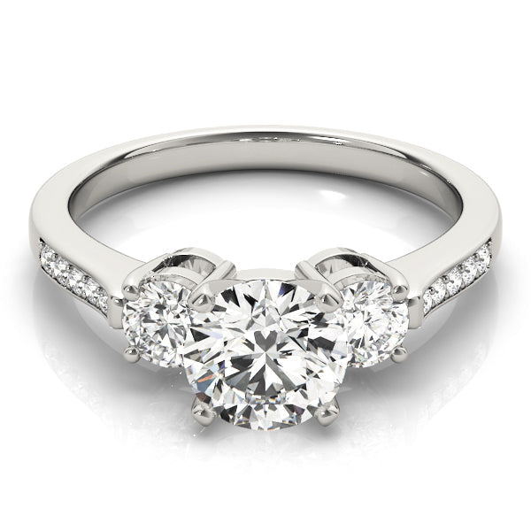 Signature Three-Stone Round Diamond Engagement Ring in 10K/14K gold and platinum with certified lab-grown or natural diamonds