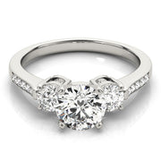 Signature Three-Stone Round Diamond Engagement Ring in 10K/14K gold and platinum with certified lab-grown or natural diamonds