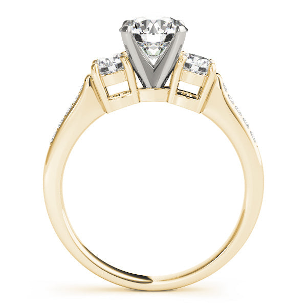Signature Three-Stone Round Diamond Engagement Ring in 10K/14K gold and platinum with certified lab-grown or natural diamonds