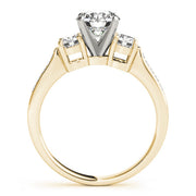 Signature Three-Stone Round Diamond Engagement Ring in 10K/14K gold and platinum with certified lab-grown or natural diamonds