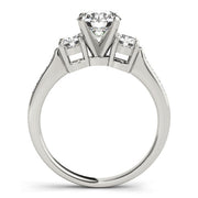 Signature Three-Stone Round Diamond Engagement Ring in 10K/14K gold and platinum with certified lab-grown or natural diamonds