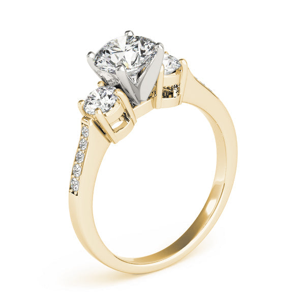 Signature Three-Stone Round Diamond Engagement Ring in 10K/14K gold and platinum with certified lab-grown or natural diamonds