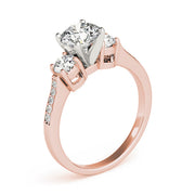 Signature Three-Stone Round Diamond Engagement Ring in 10K/14K gold and platinum with certified lab-grown or natural diamonds