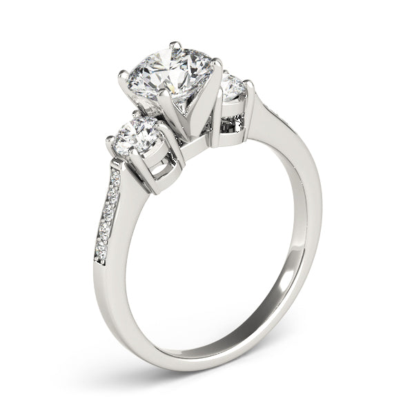Signature Three-Stone Round Diamond Engagement Ring in 10K/14K gold and platinum with certified lab-grown or natural diamonds