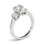 Signature Three-Stone Round Diamond Engagement Ring in 10K/14K gold and platinum with certified lab-grown or natural diamonds