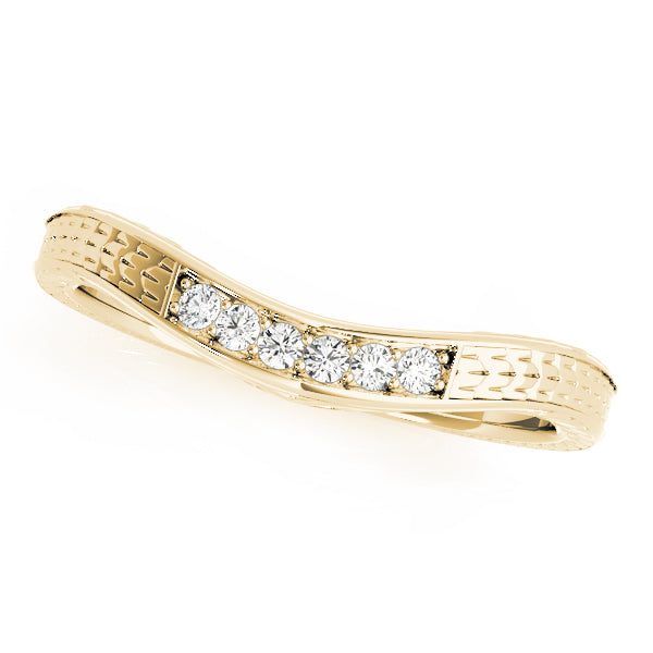 Prong Set Filigree Curved Half Eternity Ring in 10K/14K gold and platinum with certified lab-grown or natural diamonds