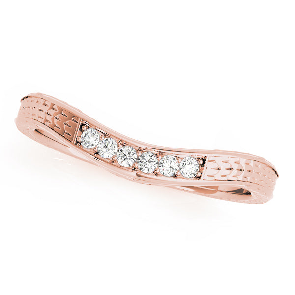 Prong Set Filigree Curved Half Eternity Ring in Gold & Platinum