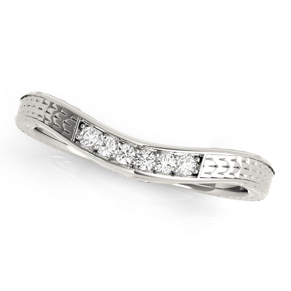 Prong Set Filigree Curved Half Eternity Ring in Gold & Platinum