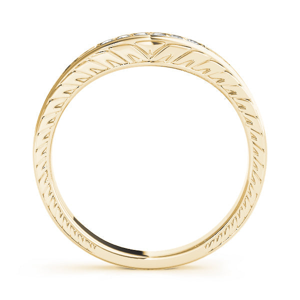 Prong Set Filigree Curved Half Eternity Ring in Gold & Platinum