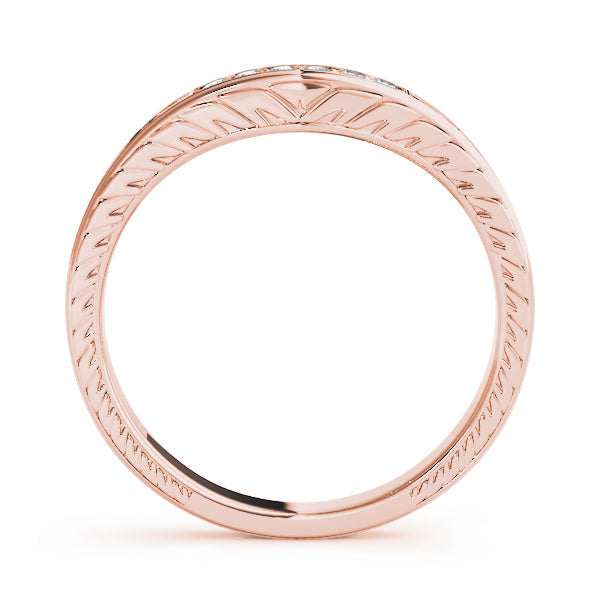 Prong Set Filigree Curved Half Eternity Ring in Gold & Platinum