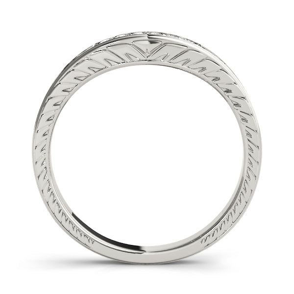 Prong Set Filigree Curved Half Eternity Ring in Gold & Platinum