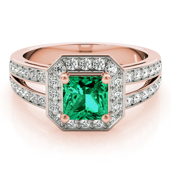 Regal Color Rings Princess Diamond Engagement Ring in 10K/14K gold and platinum with certified lab-grown or natural diamonds