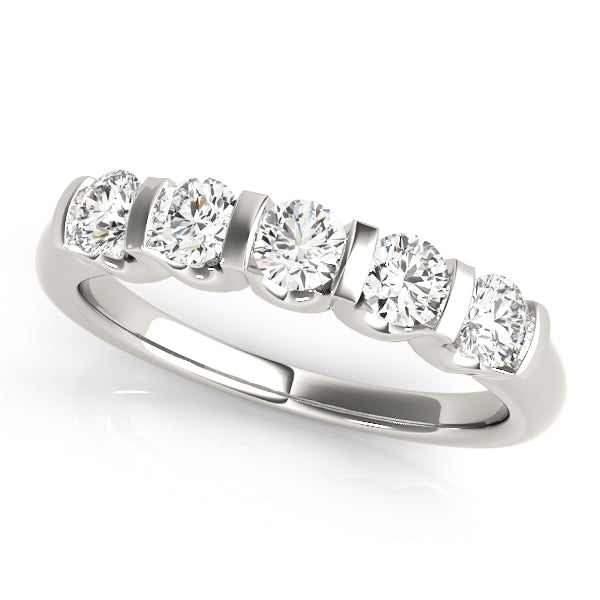 Bar Set Half Eternity Ring in Gold & Platinum