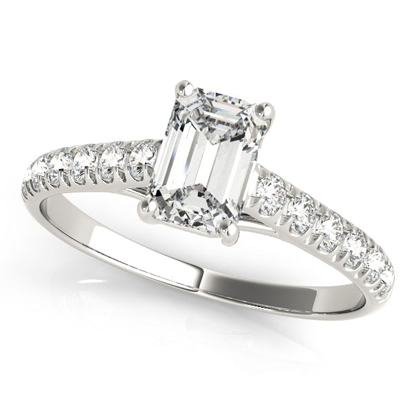 Sculpted Trellis Emerald Diamond Engagement Ring in 10K/14K gold and platinum with certified lab-grown or natural diamonds