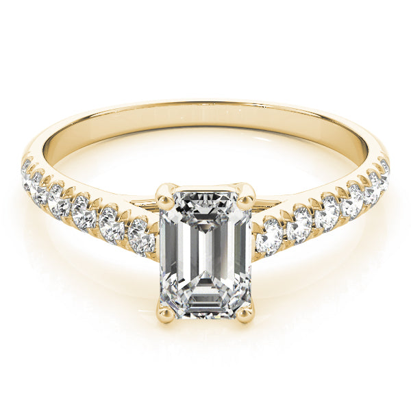 Sculpted Trellis Emerald Diamond Engagement Ring in 10K/14K gold and platinum with certified lab-grown or natural diamonds