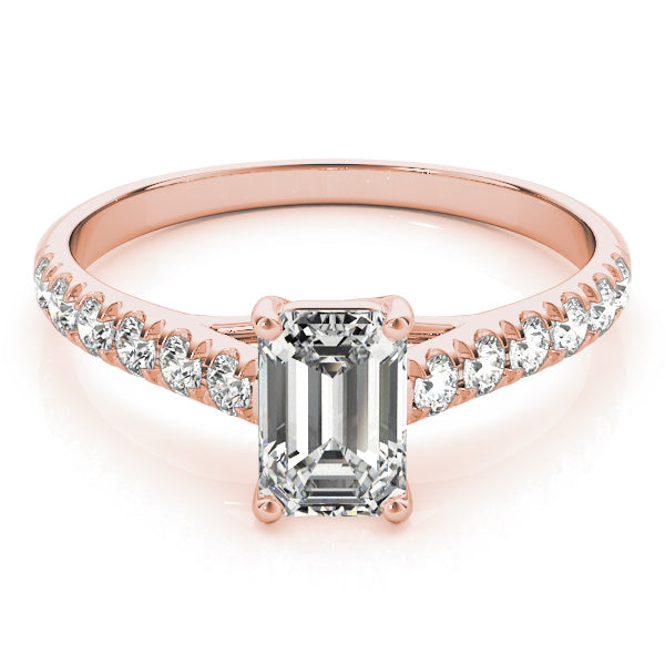 Sculpted Trellis Emerald Diamond Engagement Ring in 10K/14K gold and platinum with certified lab-grown or natural diamonds