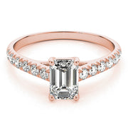 Sculpted Trellis Emerald Diamond Engagement Ring in 10K/14K gold and platinum with certified lab-grown or natural diamonds