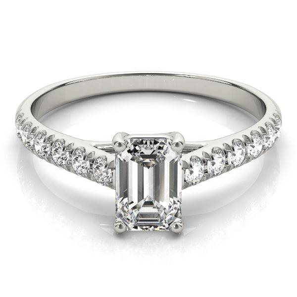 Sculpted Trellis Emerald Diamond Engagement Ring in 10K/14K gold and platinum with certified lab-grown or natural diamonds
